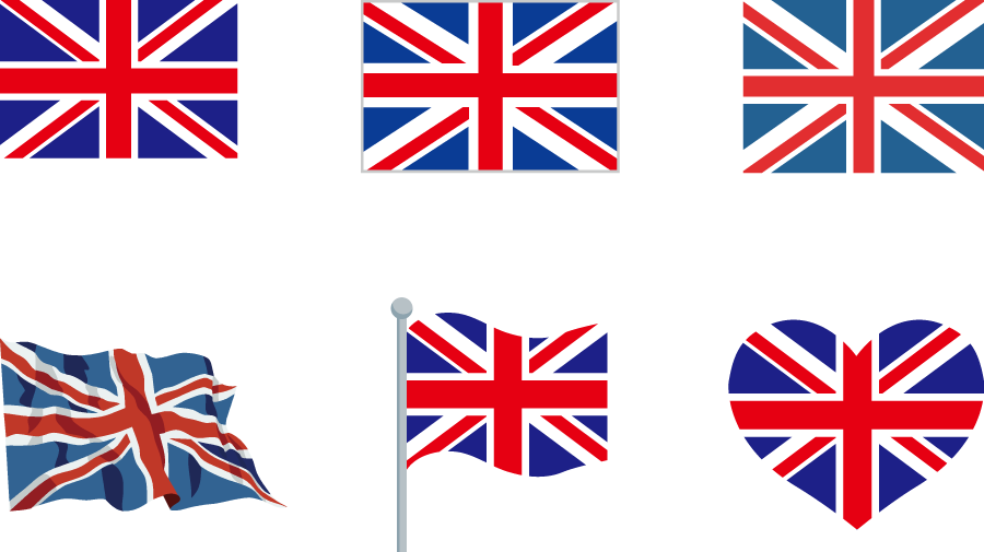 フリーイラスト 6種類のイギリスの国旗のセットでアハ体験 Gahag 著作権フリー写真 イラスト素材集
