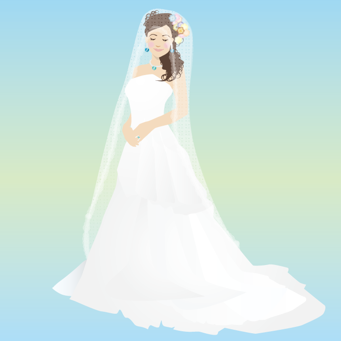 フリー イラストウェディングドレス姿の花嫁