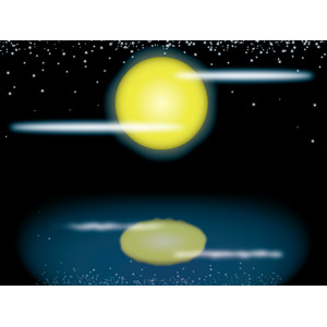 フリーイラスト, ベクター画像, AI, 風景, 自然, 月, 満月, 夜, 鏡像