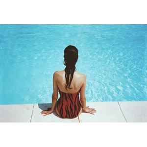 フリー写真, 人物, 女性, 外国人女性, 後ろ姿, プール, 水着, 夏