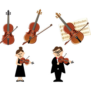 フリーイラスト, ベクター画像, EPS, 音楽, 楽器, 弦楽器, バイオリン（ヴァイオリン）, 演奏する, バイオリニスト, 楽譜