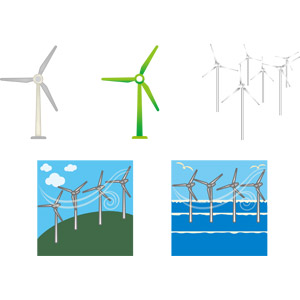 フリーイラスト, ベクター画像, EPS, 機械, 風力発電機, 再生可能エネルギー, 発電, エコロジー