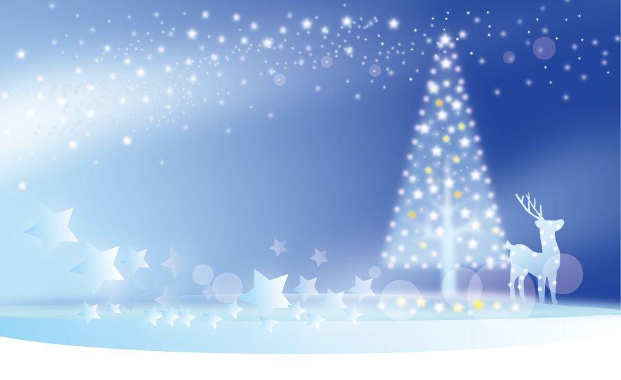 フリーイラスト クリスマスツリーとトナカイと星の背景