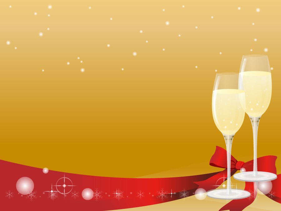 フリーイラスト シャンパンとリボンのクリスマス背景