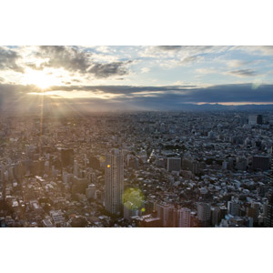 フリー写真, 風景, 建造物, 建築物, 高層ビル, 都市, 街並み（町並み）, 太陽光（日光）, 薄明光線, 日本の風景, 東京都