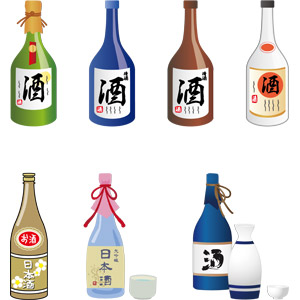 フリーイラスト, ベクター画像, AI, 飲み物（飲料）, お酒, 日本酒, 一升瓶, 瓶（ボトル）