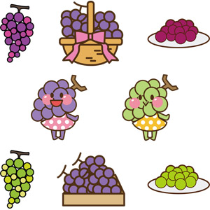 フリーイラスト, ベクター画像, AI, 食べ物（食料）, 果物（フルーツ）, 葡萄（ブドウ）, 秋, マスカット