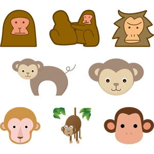 フリーイラスト, ベクター画像, AI, 動物, 哺乳類, 猿（サル）, 動物の顔