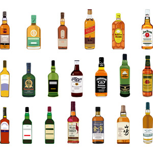 フリーイラスト, ベクター画像, AI, 飲み物（飲料）, お酒, ウイスキー, 瓶（ボトル）