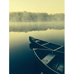 フリー写真, 風景, 乗り物, 船, 手漕ぎボート, 湖, 霧（霞）, 早朝
