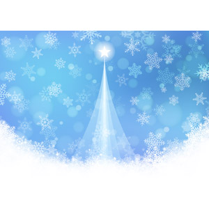 フリーイラスト, ベクター画像, AI, 背景, 年中行事, クリスマス, 12月, 冬, クリスマスツリー, 雪, 雪の結晶, 青色（ブルー）
