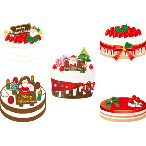 フリーイラスト, ベクター画像, AI, 年中行事, クリスマス, 12月, 食べ物（食料）, 菓子, 洋菓子, スイーツ, ケーキ, クリスマスケーキ