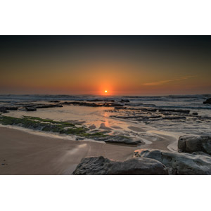 フリー写真, 風景, 自然, 海, 砂浜（ビーチ）, 夕暮れ（夕方）, 夕焼け, 夕日, 日の入り, ポルトガルの風景