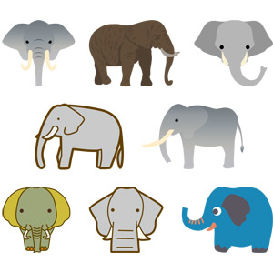 フリーイラスト, ベクター画像, AI, 動物, 哺乳類, 象（ゾウ）, 動物の顔