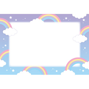 フリーイラスト, ベクター画像, AI, 背景, フレーム, 囲みフレーム, 虹, 雲, 星（スター）