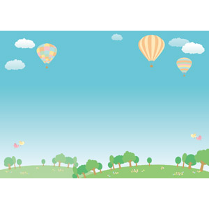 フリーイラスト, ベクター画像, AI, 風景, 空, 青空, 乗り物, 熱気球, 小鳥