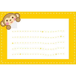 フリーイラスト, ベクター画像, AI, 背景, メッセージフレーム, メッセージカード, 動物, 哺乳類, 猿（サル）