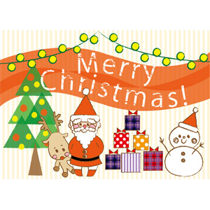 フリーイラスト, ベクター画像, AI, 背景, 年中行事, クリスマス, 12月, メリークリスマス, クリスマスツリー, トナカイ, サンタクロース, クリスマスプレゼント, 雪だるま, パーティー
