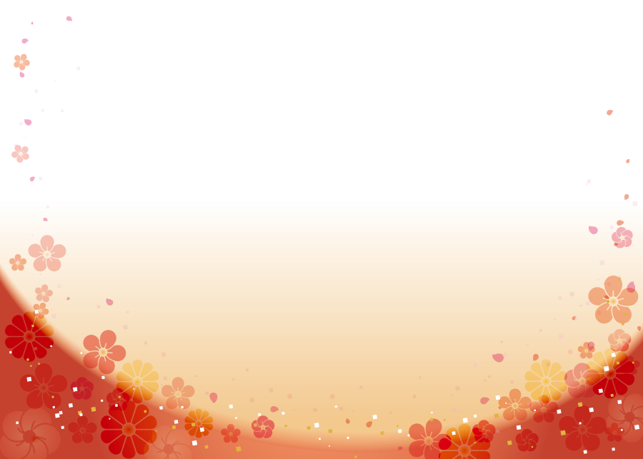 フリーイラスト 梅と菊の花柄の飾り枠