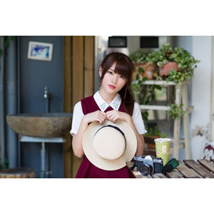 フリー写真, 人物, 女性, アジア人女性, 中国人, 欣欣（00001), 帽子, 麦わら帽子