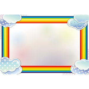 フリーイラスト, ベクター画像, EPS, 背景, フレーム, 囲みフレーム, 虹, 雲