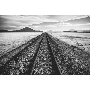フリー写真, 風景, 線路（鉄道）, モノクロ