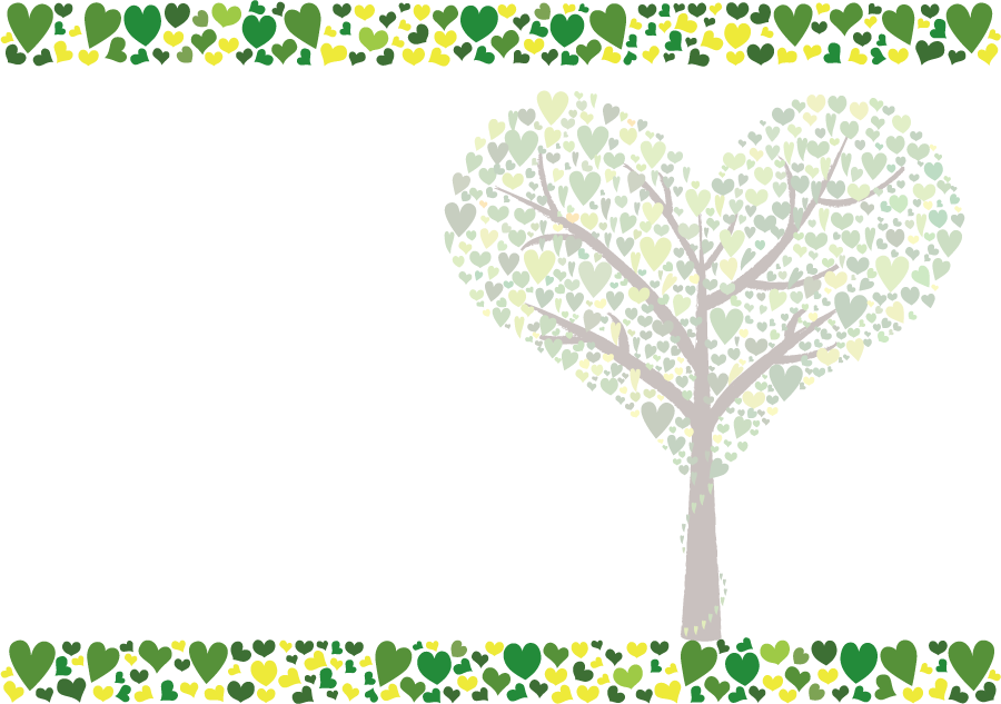 フリーイラスト ハートの木と緑色のハートの飾り枠でアハ体験 Gahag 著作権フリー写真 イラスト素材集