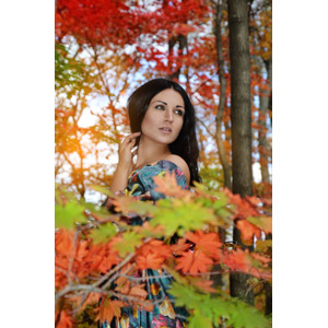 フリー写真, 人物, 女性, 外国人女性, ロシア人, 紅葉（黄葉）, 秋