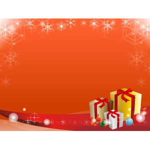 フリーイラスト, ベクター画像, AI, 背景, フレーム, 囲みフレーム, 年中行事, クリスマス, 12月, 雪の結晶, 冬, クリスマスプレゼント, オレンジ色, ポインセチア, クリスマスボール, セイヨウヒイラギ