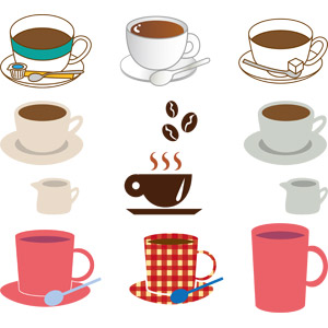 フリーイラスト, ベクター画像, AI, 飲み物（飲料）, コーヒー（珈琲）, コーヒーカップ, コーヒー豆, マグカップ