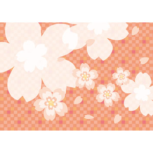 フリーイラスト, ベクター画像, AI, 背景, 植物, 花, 桜（サクラ）, 花びら, 春, 市松模様, ピンク色