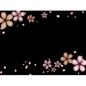 フリーイラスト, ベクター画像, AI, 背景, フレーム, 上下フレーム, 植物, 花, 桜（サクラ）, 春, 花びら