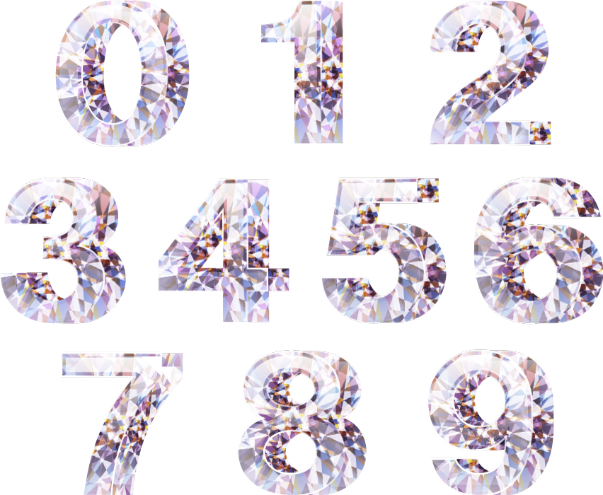 フリーイラスト ダイヤモンドの数字のセット