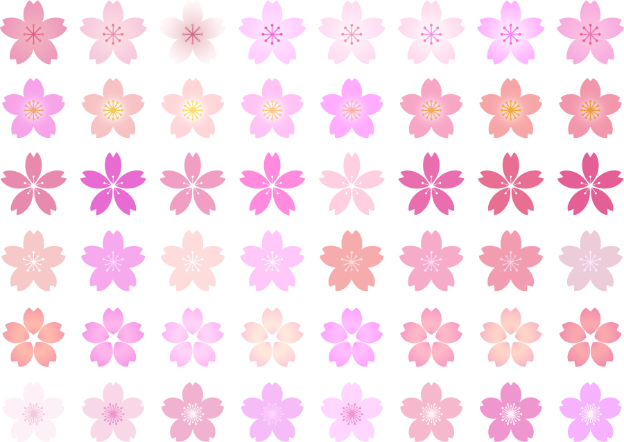 フリーイラスト 48種類の桜の花のセット