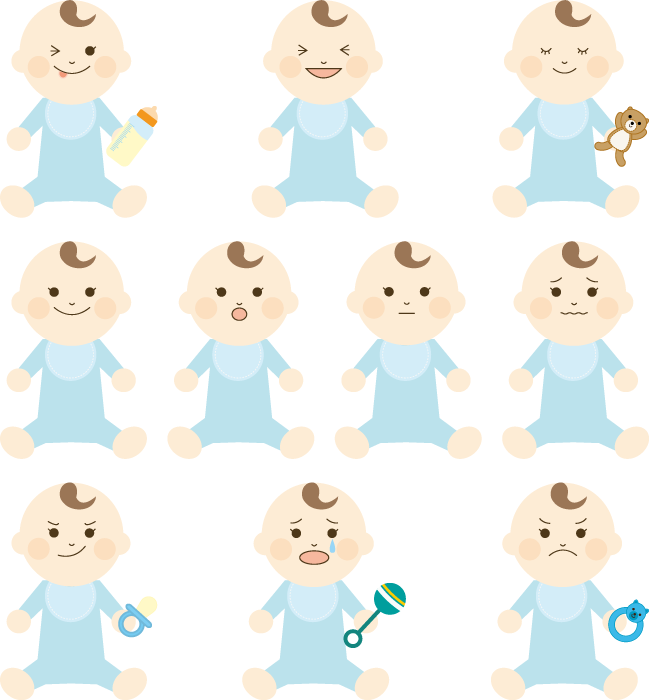 フリーイラスト 10種類の赤ちゃんのセット