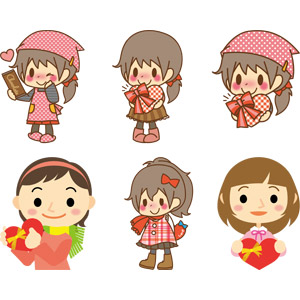フリーイラスト, ベクター画像, AI, 人物, 子供, 女の子, 少女, 年中行事, バレンタインデー, プレゼント, ハート, 2月, 愛（ラブ）