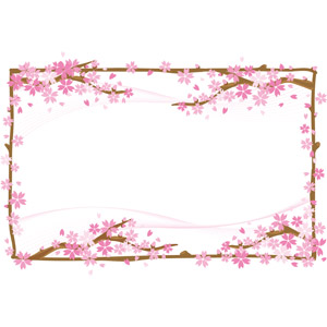 フリーイラスト, ベクター画像, EPS, 背景, フレーム, 囲みフレーム, 花, 桜（サクラ）, ピンク色の花, 春