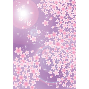 フリーイラスト, ベクター画像, EPS, 背景, 花, 桜（サクラ）, ピンク色の花, 太陽光（日光）, 春