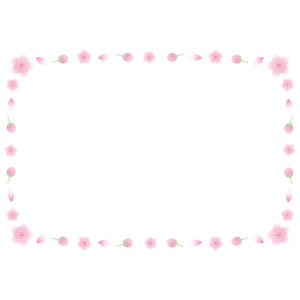 フリーイラスト, ベクター画像, EPS, 背景, フレーム, 囲みフレーム, 花, 桜（サクラ）, 春, ピンク色の花, 蕾（つぼみ）, 花びら