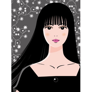 フリーイラスト, ベクター画像, EPS, 人物, 女性, 花柄