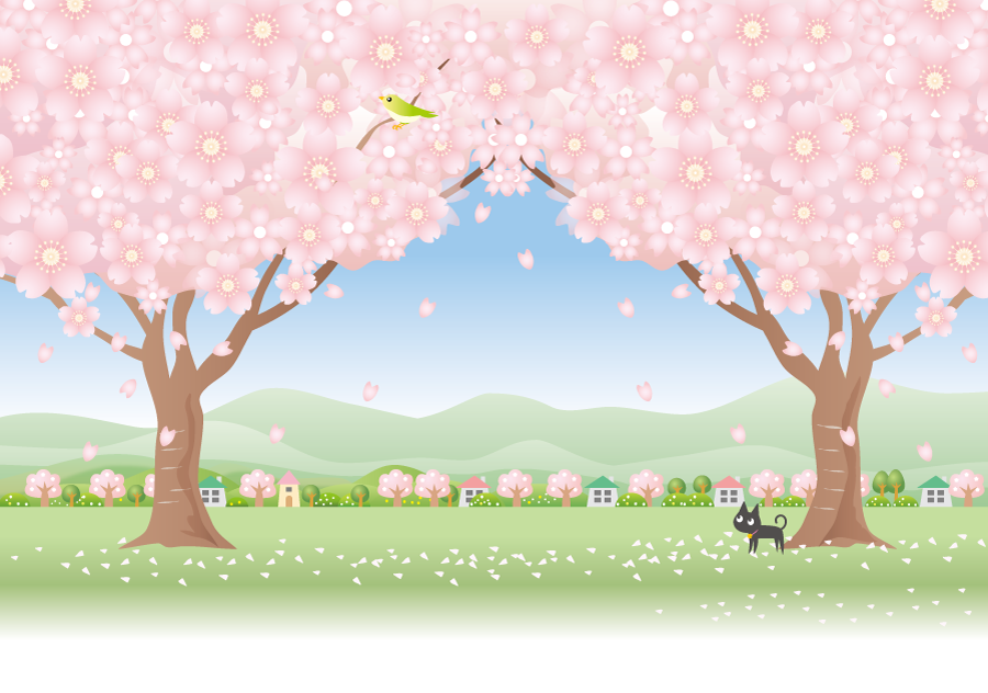 フリーイラスト 満開の桜の木と鶯と黒猫でアハ体験 Gahag 著作権フリー写真 イラスト素材集