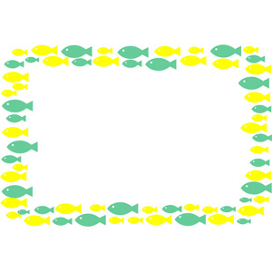 フリーイラスト, ベクター画像, AI, 背景, フレーム, 囲みフレーム, 動物, 魚類, 魚（サカナ）