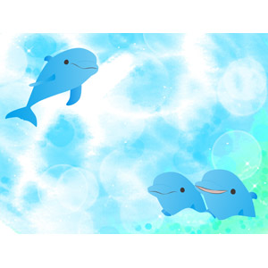 フリーイラスト, ベクター画像, AI, 背景, 動物, 哺乳類, イルカ, 海, 夏