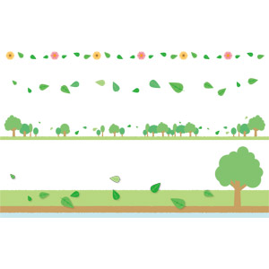 フリーイラスト, ベクター画像, AI, 飾り罫線（ライン）, バナー, 植物, 葉っぱ, 樹木