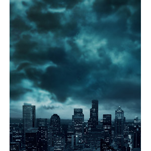 フリー写真, 風景, 建造物, 建築物, 高層ビル, 都市, 街並み（町並み）, 暗雲, 雲, 日暮れ