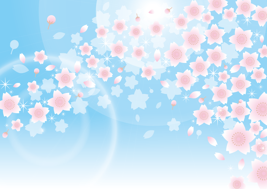 フリーイラスト 青空と桜吹雪