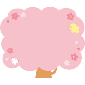 フリーイラスト, ベクター画像, EPS, 背景, フレーム, 囲みフレーム, 樹木, 花, 桜（サクラ）, 春, 小鳥