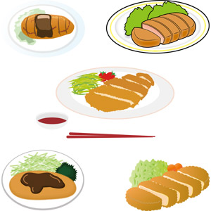 フリーイラスト, ベクター画像, AI, 食べ物（食料）, 料理, 日本料理, 洋食, 肉料理, 豚カツ（とんかつ）, 揚げ物