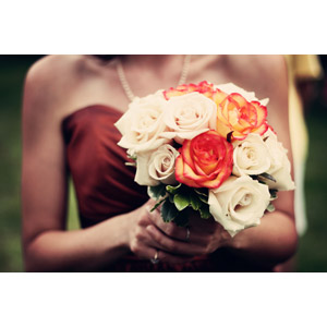 フリー写真, 植物, 花, 薔薇（バラ）, ブーケ, 結婚式（ブライダル）, 花嫁（新婦）