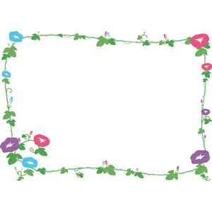 フリーイラスト, ベクター画像, EPS, 背景, フレーム, 囲みフレーム, 植物, 花, 朝顔（アサガオ）, 夏